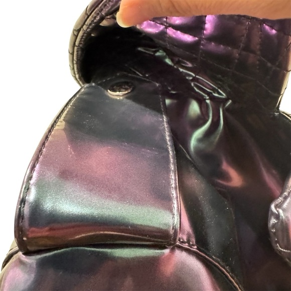 LaQuan Smith Metallic Cyberpunk Cropped Moto Jacket Sz XS Iridescent Holographic - Picture 12 of 16